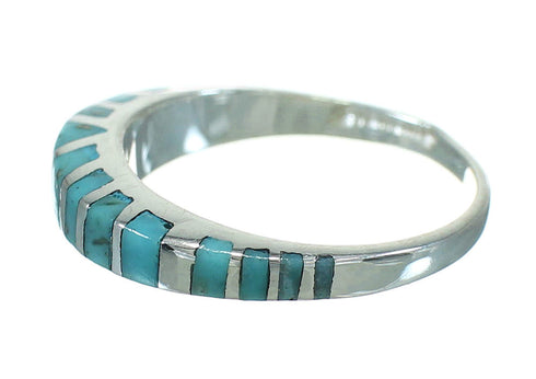 Genuine Sterling Silver Turquoise Inlay Jewelry Ring Size 5-1/4 RX86597